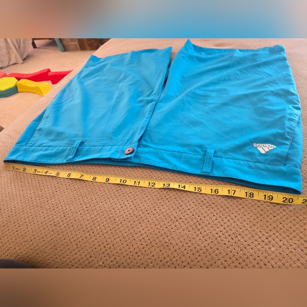 Adidas Climalite Aqua Blue Golf Shorts Golfing Zip Pockets Logo Button size 40 - Picture 6 of 14